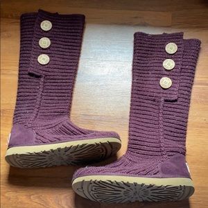 Maroon knit ugg boots